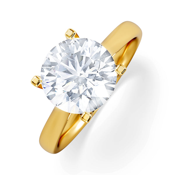 Grace 3.00ct Lab Diamond Round Cut Engagement Ring in 18K Yellow Gold G/VS1